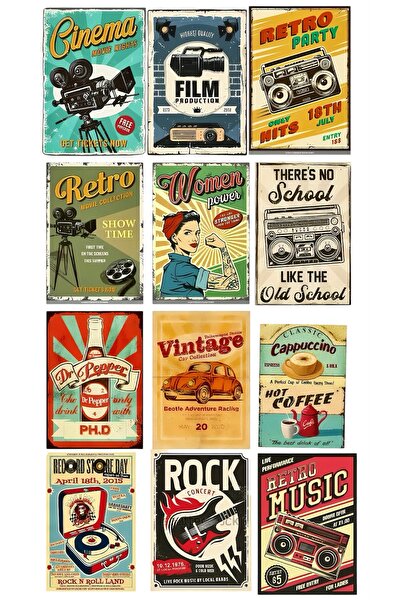 Limitless Design Retro Vintage Poster Set 22X30 cm – Nostalgic Cinema, Music ...