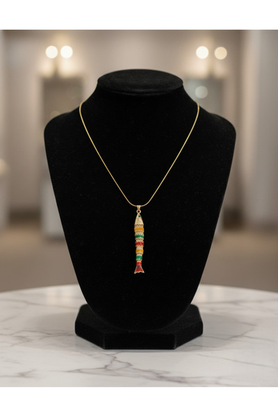 Belasso Steel Gold Color Colored Fish Figured Necklace