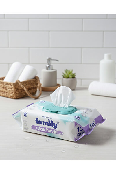 FAMİLY Wet Towels 100 Pieces - Alcohol and Paraben Free - Soft Textured Famil...