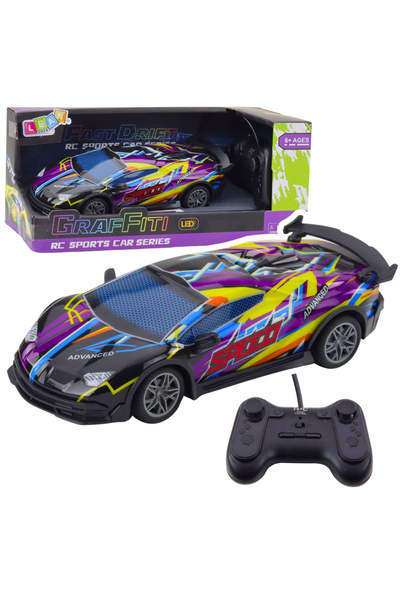 LEAN Mașină sport cu telecomandă RC, lumini LED mov, model 1:22