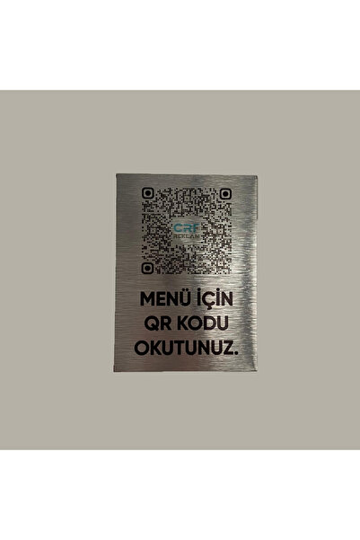 CRF Restaurant / Kafe QR Kodlu Menü Levhası Alüminyum Arkası Yapışkanlı 4x7 cm