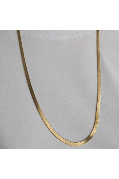 LENTE AKSESUAR Italian Scratched Chain Necklace (60 cm) - Retro Women's Necklace