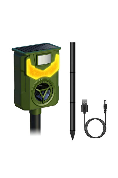 Empionics Repelent cu ultrasunete pentru dăunători cu panou solar, senzor PIR...