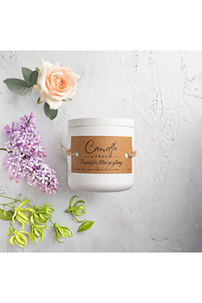 Candle Corner Handmade candle made of 100% soy wax, Rose, lilac and ylang, Wh...