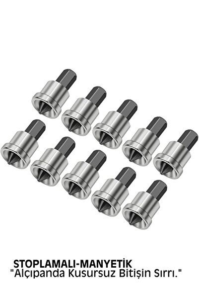 Transformacion 10 Adet Alçıpan Bits Uç Seti - Manyetik Ph2 Krom Çelik 25mm Vi...
