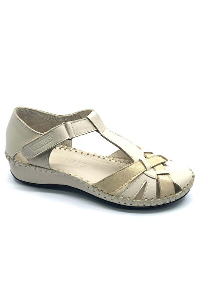 Venüs Tingi Genuine Leather Comfort Orthopedic Women's Sandals Beige