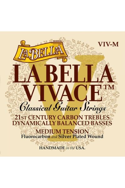 La Bella Strings أوتار جيتار كلاسيكية من الكربون من لا بيلا VIV-M فيفاس (متوس...