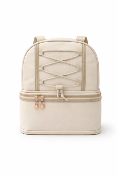 Urbanza Premium Cream Insulated Backpack with Dual Compartments for School Of...
