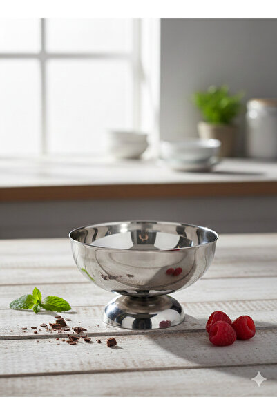 Emal Home وعاء تقديم الآيس كريم والحلويات من الفولاذ المقاوم للصدأ - مظهر معد...