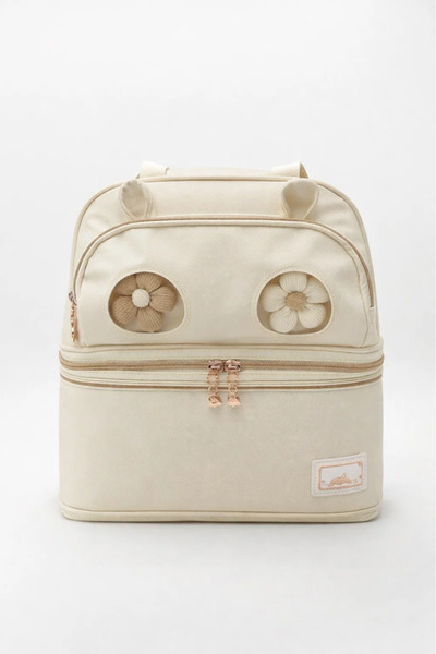 Urbanza Premium Cream Insulated Backpack with Dual Compartments for School Of...