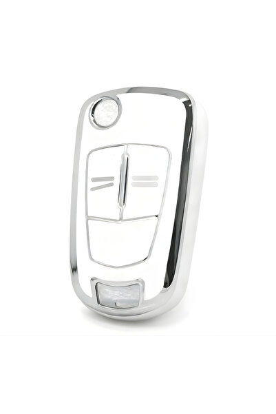 AutoHan Keys غطاء مفتاح أبيض فضي لسيارات أوبل أسترا إتش وكورسا دي وزافيرا