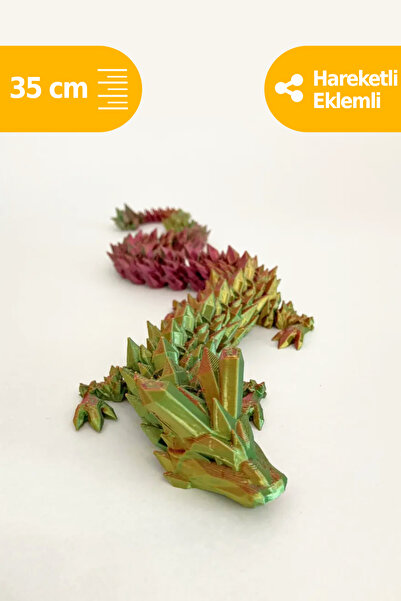 Artimon 3D Store Kristal Ejderha 35 cm Parlak Yeşil-Mor Renkli Ejderha | Oyun...