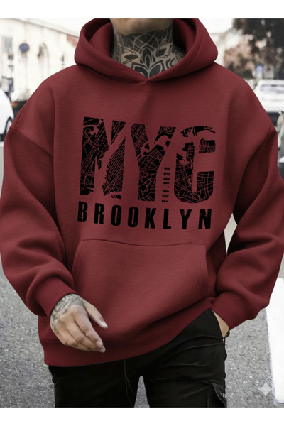 Revasser Unisex Kadın/Erkek NYCBROOKLYN Renkli Özel Baskılı Pamuklu Oversize ...