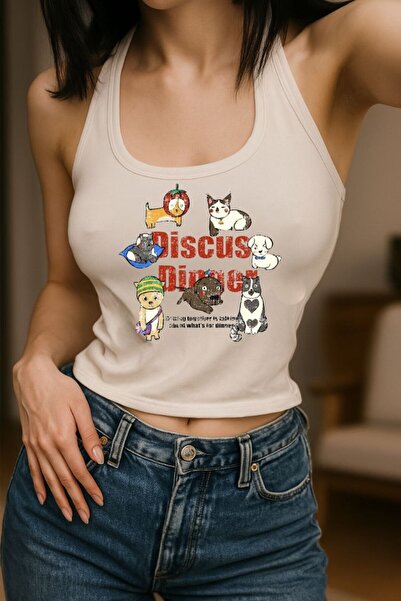 MAYDAY CULTURE Bluză crop top cu gât halter pentru femei, din Lycra