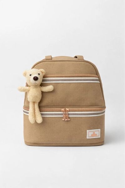 Urbanza Premium Brown Insulated Lunch Backpack with Dual Compartments for Sch...