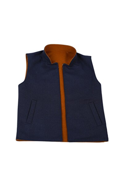 Generic Men's wool vest, camel and navy blue