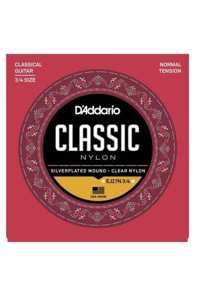 Daddario D'Addario EJ27N 3/4 Classics Serisi Klasik Gitar Tel Seti (3/4 Ölçek...