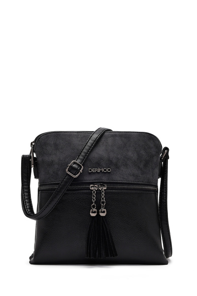 Derimod Women's Black Long Strap Tassel Crossbody Bag 25Wbd212714
