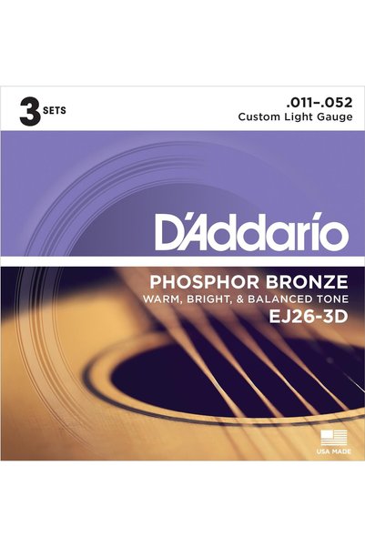Daddario D'Addario EJ26-3D Phosphor Bronze Serisi Akustik Gitar Tel Seti (Phosphor Bronze)