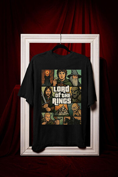 l'eivor Lord of the Rings Gta Design Printed Black Cotton T-Shirt