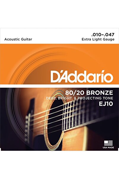 Daddario D'Addario EJ10 80/20 Bronze Akustik Gitar Tel Seti - 10-47 Extra Lig...