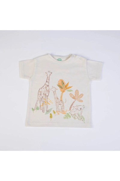F.S. BABY Set tricou & pantaloni scurți bumbac copii FS Baby - Ecru / Green