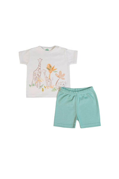 F.S. BABY Set tricou & pantaloni scurți bumbac copii FS Baby - Ecru / Green