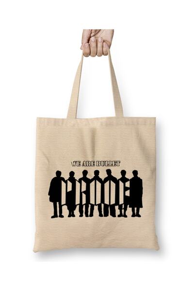 Toyaso Bts We Are Bulletproof Proof White Cloth Bag Long Handle Shopping Bag ...