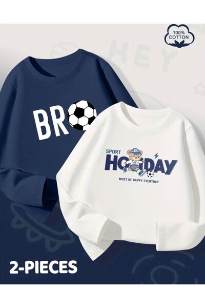 No Plan Sweatshirt din 2 piese cu imprimeu BRO-HOLİDAY pentru fete și băieți