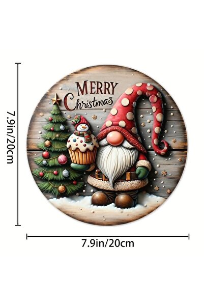 OEM Decorațiune de Crăciun din lemn, semn cu pitic de Crăciun fericit și felinar, decor de perete, 20 cm