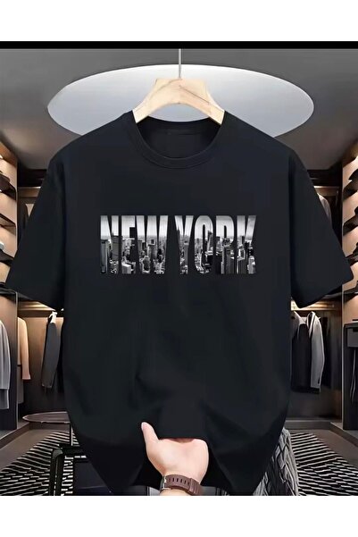 LELVANİ Unisex T-Shirt with the Text'New York' Printed on It