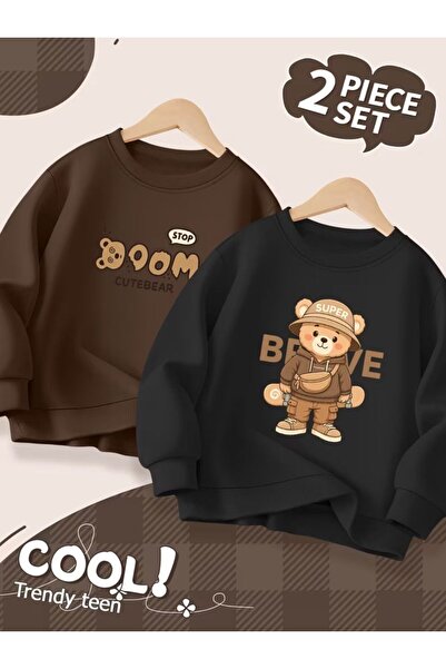 No Plan Сладко суитшъртче с принт на мече за момичета и момчета