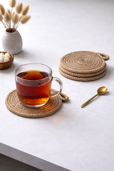 ÖRGÜM Coasters Set of 6 Jute Coasters