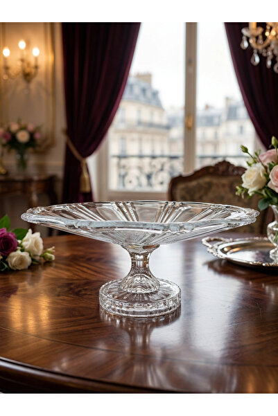 GREEN APPLE Modern Style Footed Glass Bowl – Crystal Clear for Fruit, Candy &...