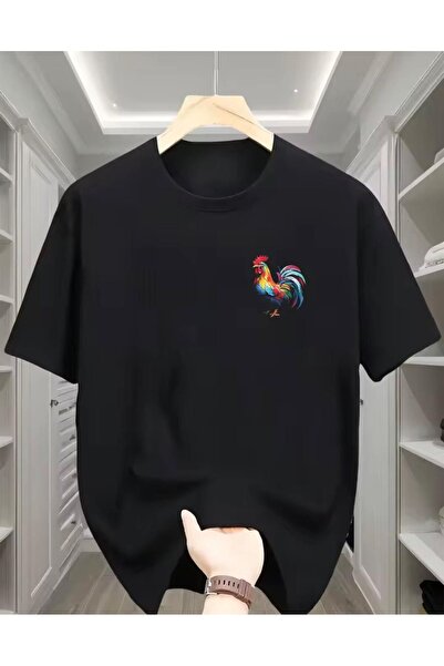 LELVANİ Colorful Rooster Print T-Shirt