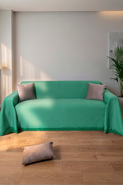 rellhome Cotton Textured Fringed Sofa Throw 170X300 cm – Oversized Sofa Cover