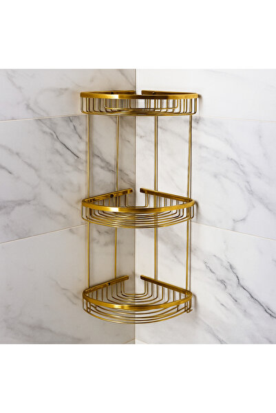 banyosepeti Suport pentru bureți GoldLine Gold Corner – Raft de baie cu 3 niv...