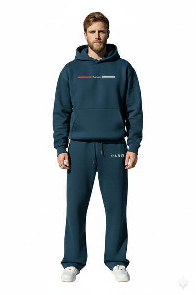 NİCE Set de trening pentru bărbați Petrol Baggy Fit - 3 fire Ş cu căptușeală ...