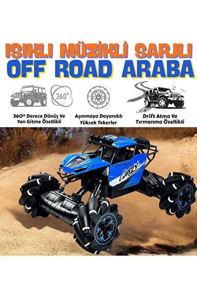 Magicway Müzikli Işıklı Sarjlı 4x4 Drift Atan Güçlü Motor 360 Dönen Yan Yan G...