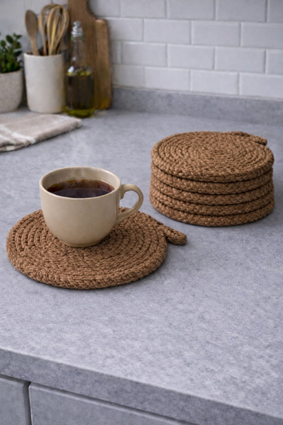 ÖRGÜM Coasters 6 Pieces 12X12 cm Cup Coasters