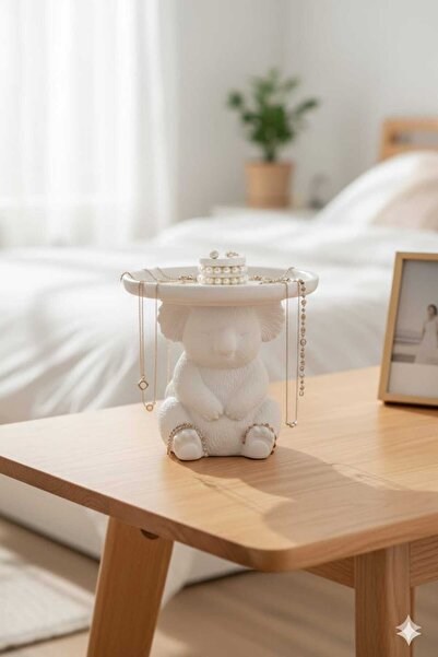 Dropcek eticaret Dekoratif Kedi Figürlü Takı Organizeri Kolye Yüzük Küpe Stan...