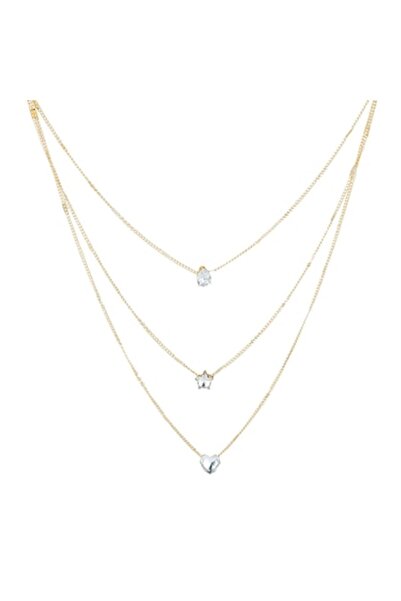 OEM Summer Necklaces Gold Chain with Heart Star Drop Strass for Women - 3pcs