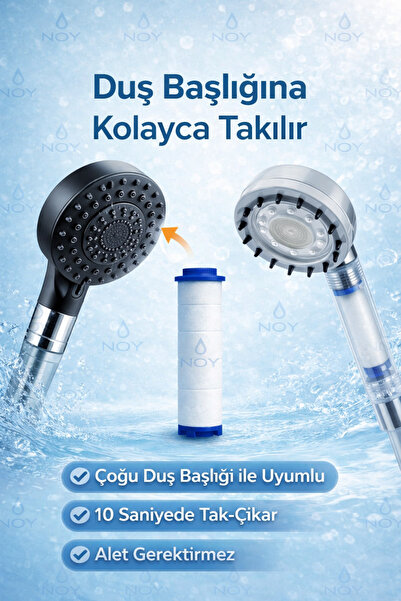NOY Filtreli Duş Başlığı UYUMLU Yedek Filtresi Kireç Kir Pas Önleyici 5 Adet