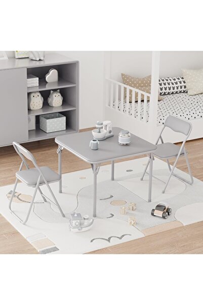 Garvee Table and Chairs Set,Folding Kids Table and 2 Chairs Set,Rounded Corne...