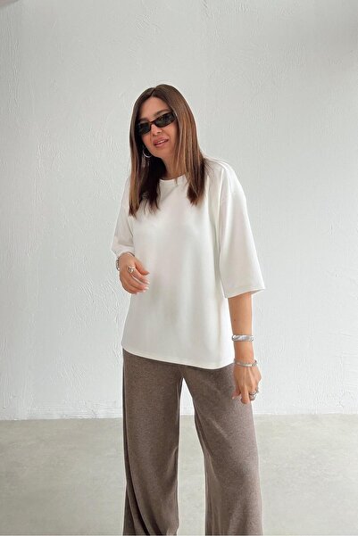 ELVAN TOLON White Slit Oversized T-Shirt