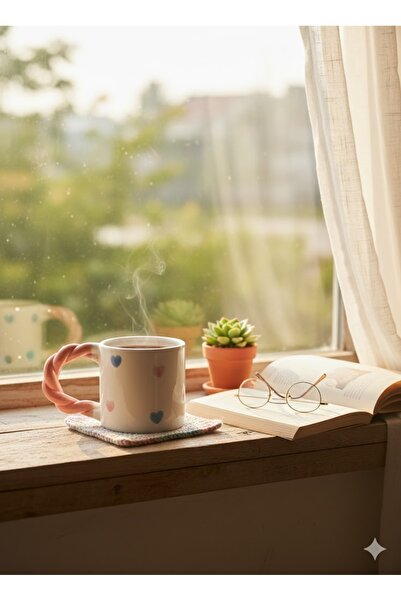 PALTO TASARIM Heart Design Knitted Handle Mug - Gift Ceramic Mug