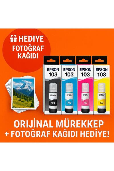EPSON 103 L3250 Orjinal 4 Renk Mürekkep Kartuş Takımı 65ml *4 A3679