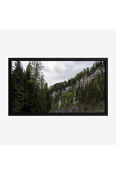 Tajridhome لوحة طبيعة هادئة - جبال وصخور - ألوان خضراء ورمادية - غائم - لوحات...