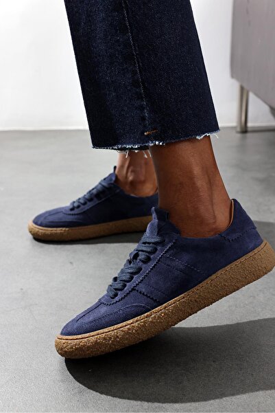 5in1Canpolat Navy Blue Suede Sneaker 25412