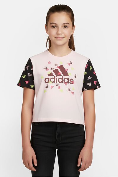 adidas Kids Girl Brand Logo Outdoor T-Shirt, Pink